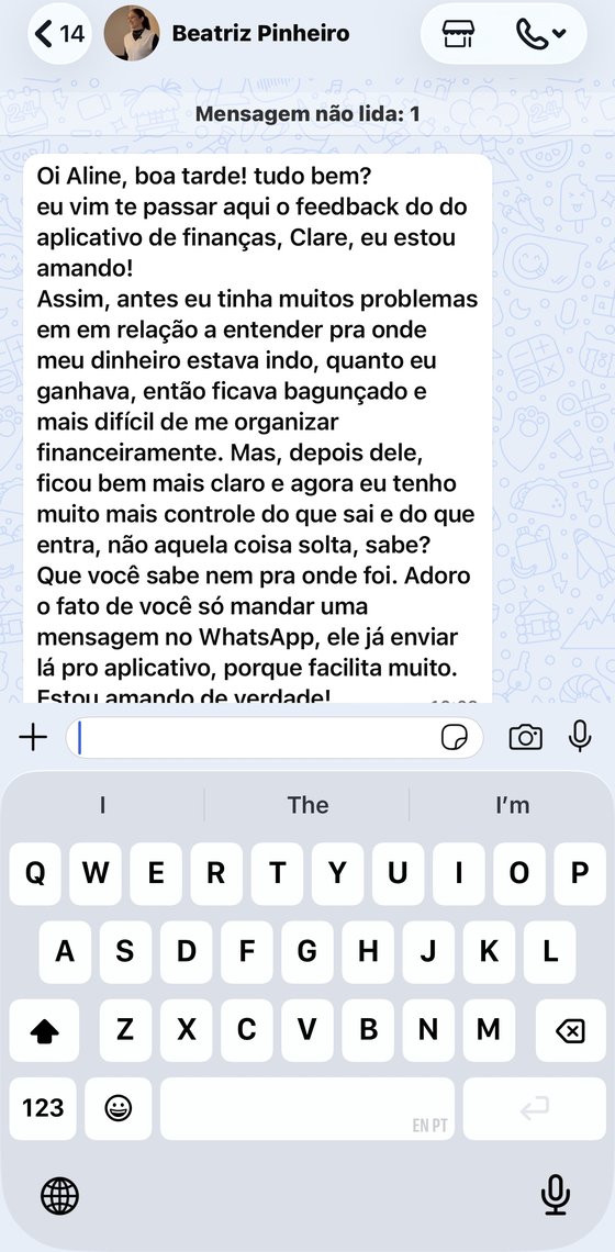 Depoimento de cliente do CLARE